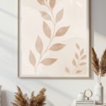 Download elegant minimalist botanical wall art in soft neutral watercolor tones. Scandinavian-inspired printable in 6 high-resolution sizes (A5–A0).