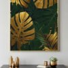 lush green jungle art print, contemporary tropical wall decor, elegant gold leaf digital art, instant download tropical wall art, luxury botanical abstract artwork, tropical greenery printable home decor, jungle leaves modern statement art, upscale tropical wall print