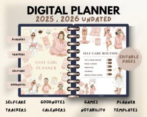 "Self-Care & Lifestyle Digital Planner | Wellness, Productivity, Habit Tracker & Mental Health Journal (Yearly, Monthly, Weekly, Daily)"