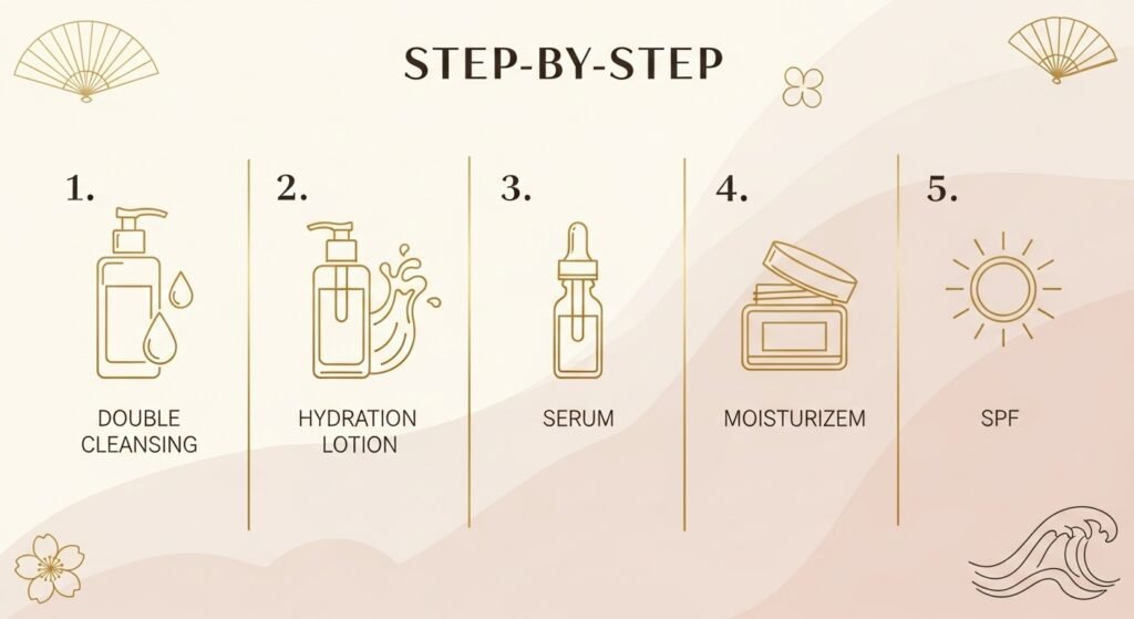 J-Beauty vs K-Beauty infographic, minimalist vs multi-step skincare, beauty comparison chart, skincare trends 2025 by artisan anthology
