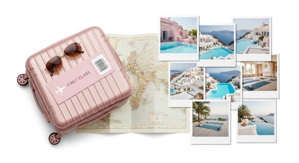 travel mood board Pinterest, blush beige travel collage, dreamy luxury travel design, Pinterest lifestyle travel board, modern travel inspiration 2025 by artisan anthology