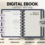 Beige Black Minimalist Daily Planner | Digital Personal Notebook | Undated Productivity Journal PDF for iPad & Printable Use