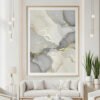 Large Gray and Ivory Wall Art with Gold Accents