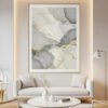 Large Gray and Ivory Wall Art with Gold Accents