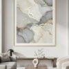 Large Gray and Ivory Wall Art with Gold Accents