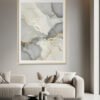 Large Gray and Ivory Wall Art with Gold Accents