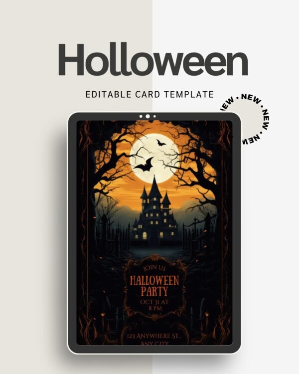 DIY Halloween Card Printable | Editable Template for Greetings & Invites