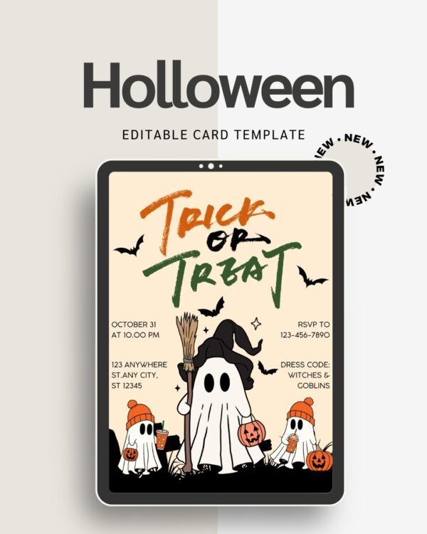 Trick or Treat Halloween Card | Printable Greeting for Spooky Season