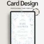 Minimalist Baby Shower Card Modern Editable Template Printable Invite