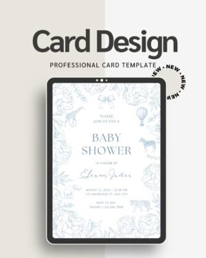 Minimalist Baby Shower Card Modern Editable Template Printable Invite