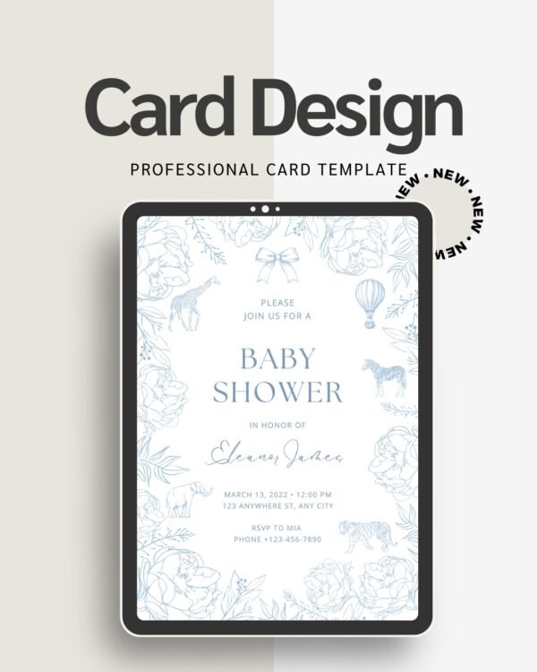 Minimalist Baby Shower Card Modern Editable Template Printable Invite