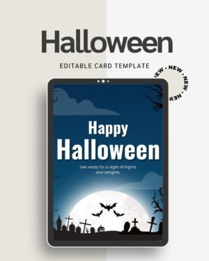 Halloween Card with Ghost Design | Printable Digital Greeting Card