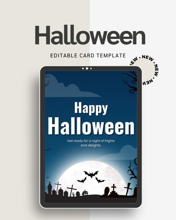 Halloween Card with Ghost Design | Printable Digital Greeting Card