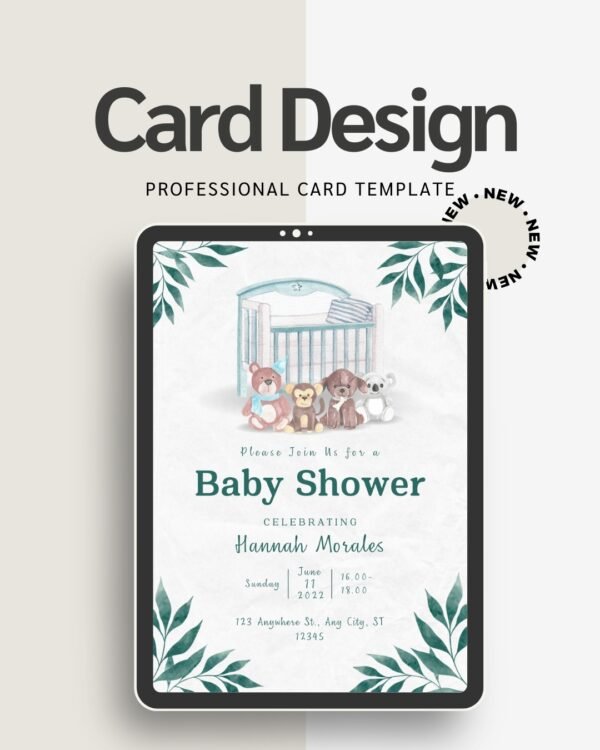 Elegant Baby Shower Invitation Card Editable Template for Gender Reveal, Baby Sprinkle & Mom-to-Be Celebration