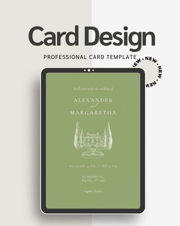 Romantic Wedding Invitation Digital Printable Elegant Editable Canva Card