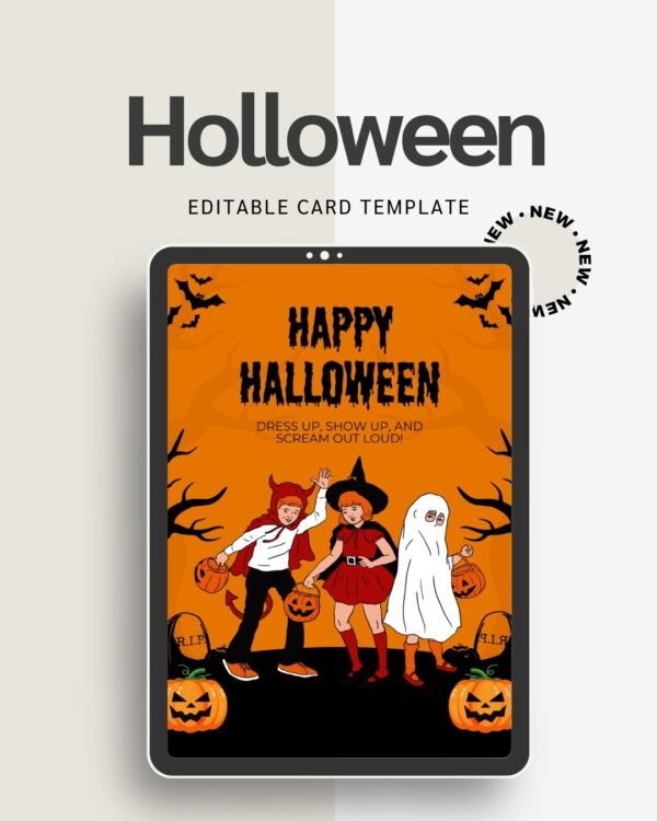 Editable Halloween Card Template | DIY Printable Greeting Card Download
