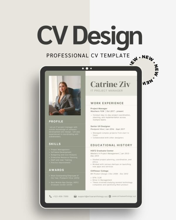 Professional CV Template for Word, Canva & Docs