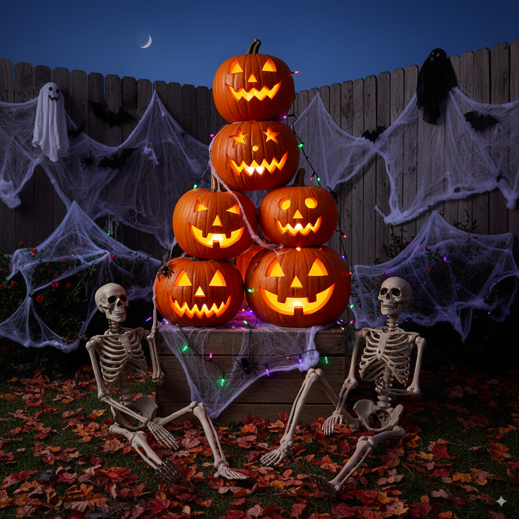 Google Doodle Halloween inspired pumpkin carvings with monster faces. by artisan anthology