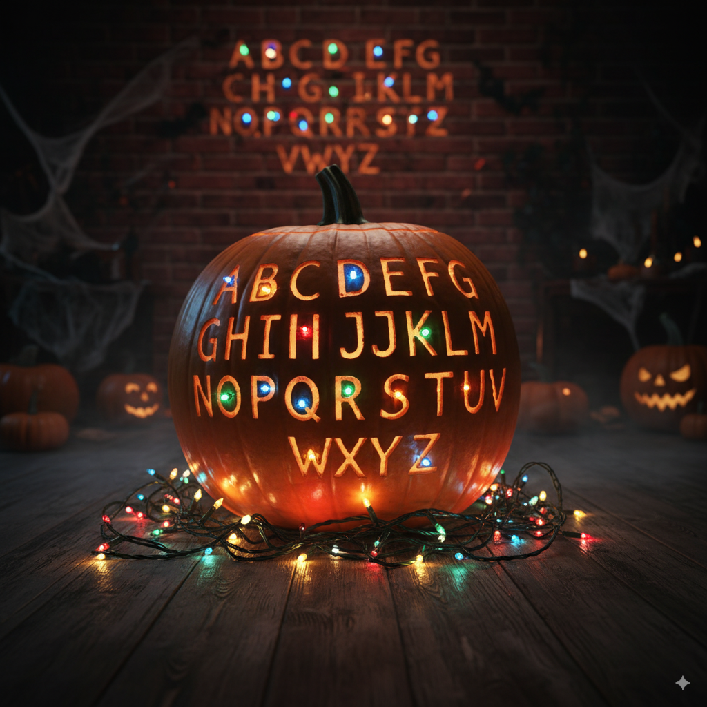 Sugar skull pumpkin carving glowing for Halloween celebration. by artisan anthology