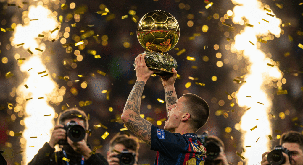 lamine yamal ballon d'or future star, ballon d'or 2025 rankings list graphic, ballon d'or trophy 2025 celebration, women’s ballon d'or 2025 chloe kelly by artisan anthology