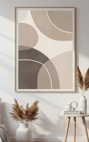 Neutral Abstract Minimalist Wall Art Print | Modern Geometric Beige & Brown Printable Decor | Mid Century Digital Download Poster by artisan anthology