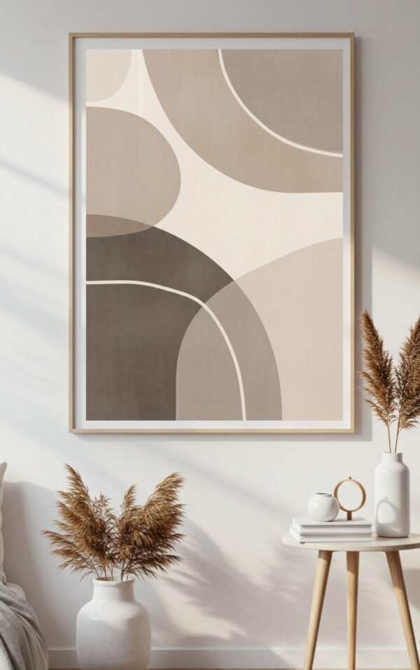 Neutral Abstract Minimalist Wall Art Print | Modern Geometric Beige & Brown Printable Decor | Mid Century Digital Download Poster by artisan anthology