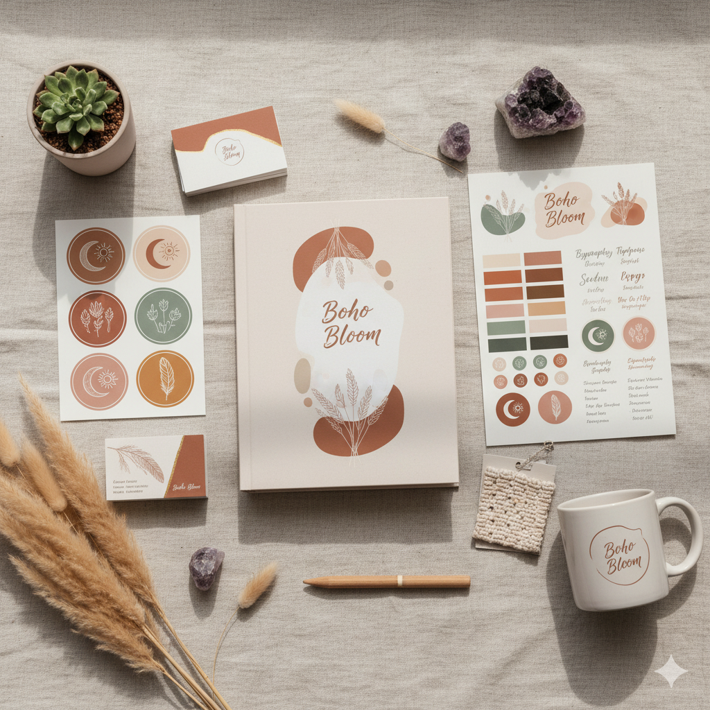 “Boho brand book design for digital creators” by artisan anthology