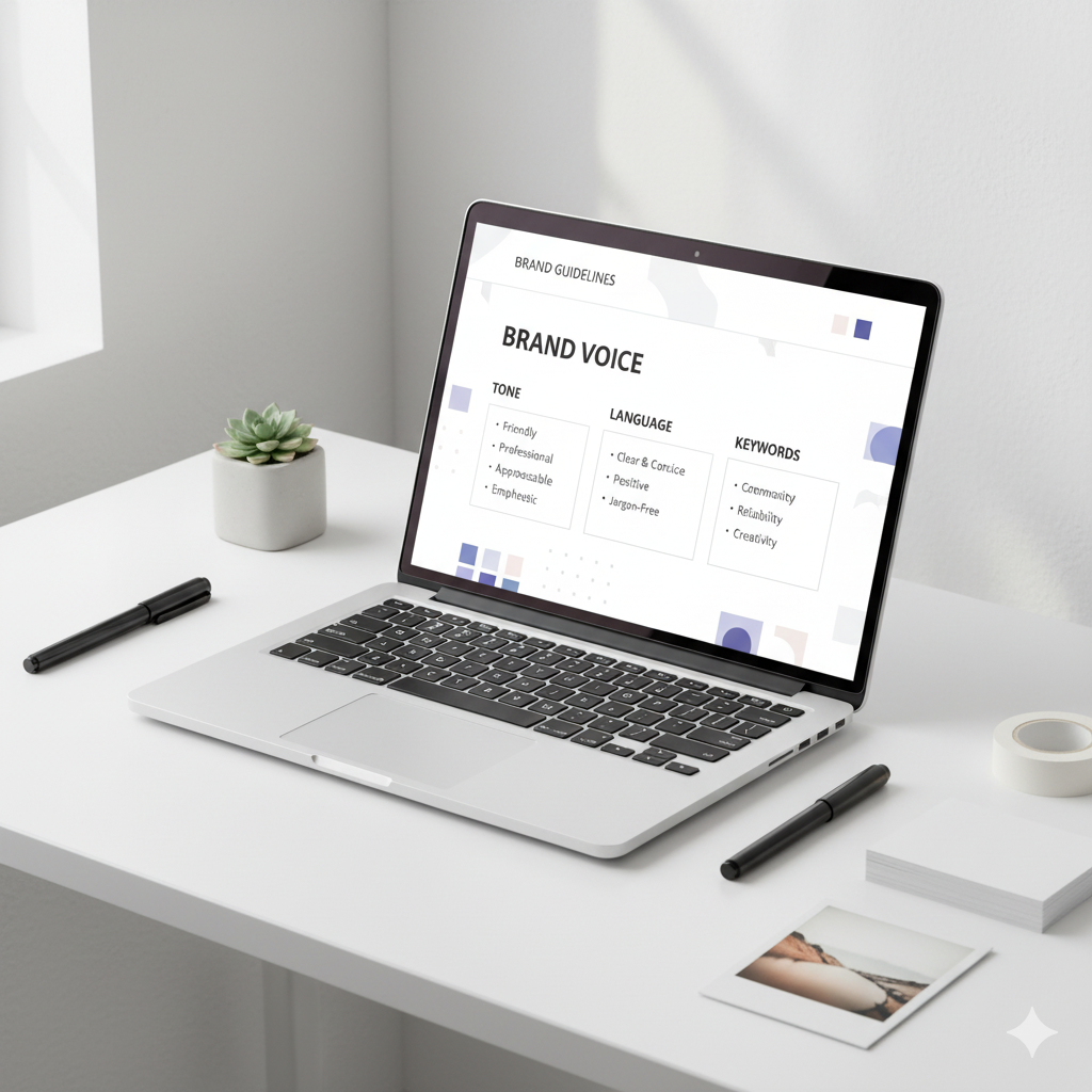 “Brand voice and tone guide example for personal brands” by artisan anthology