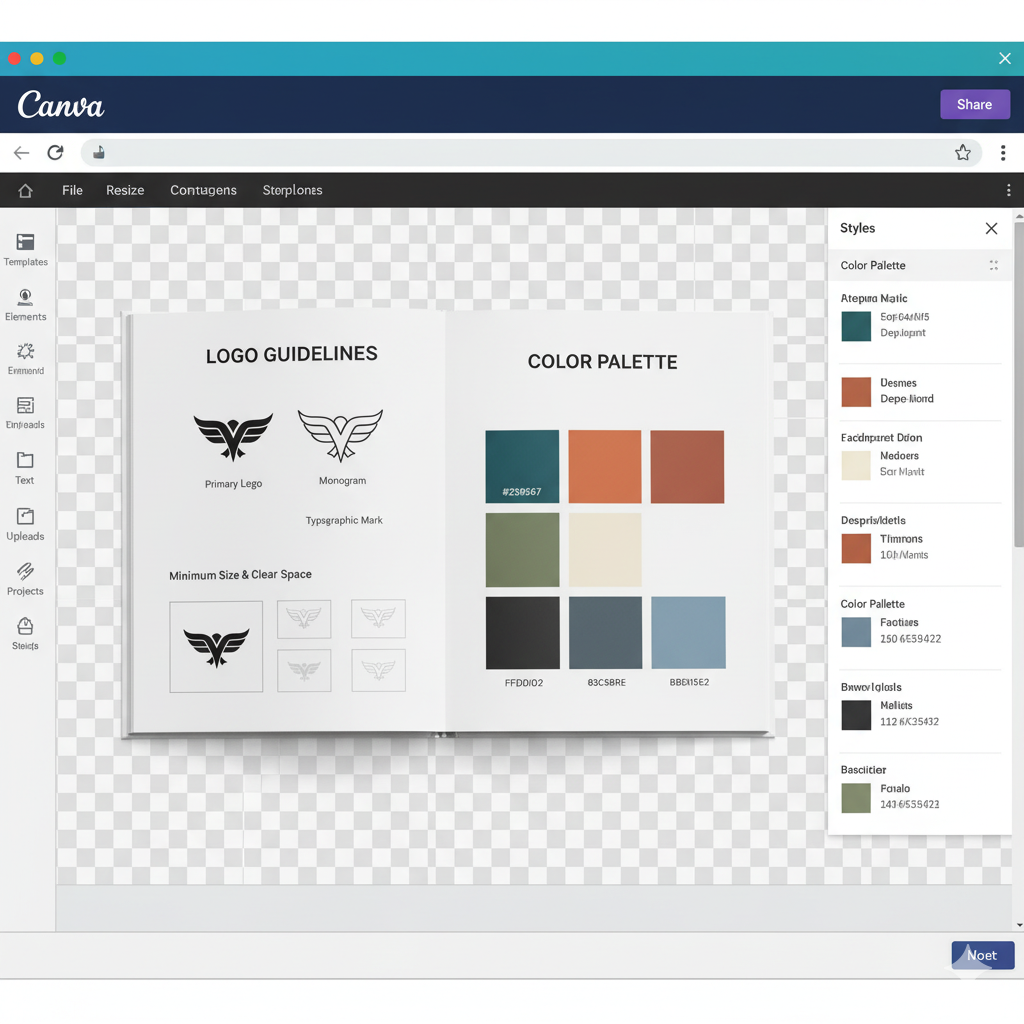 “Canva brand book template being edited on laptop” by artisan anthology