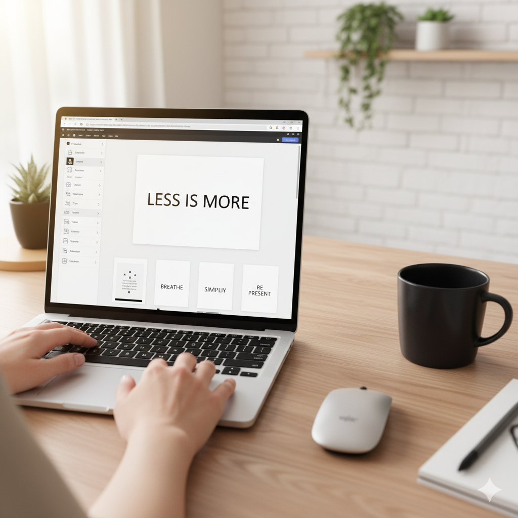 Canva design interface showing minimalist typography wall art printable by artisan anthology