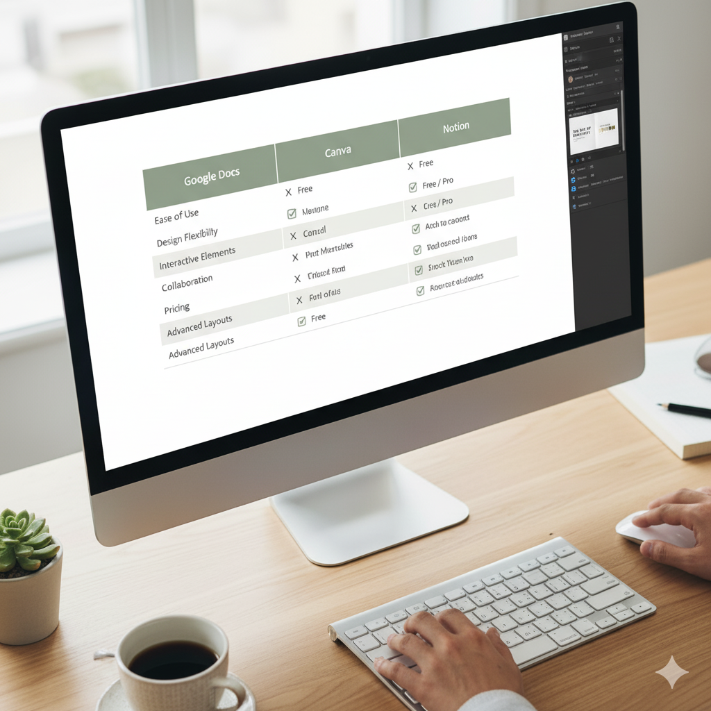βComparison chart of best e-book writing and design tools for beginners.β by artisan anthology