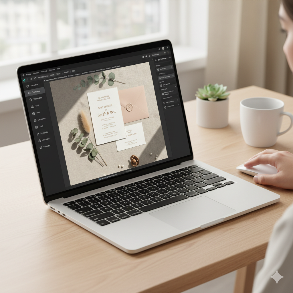 DIY Canva baby shower invitation editable template by artisan anthology