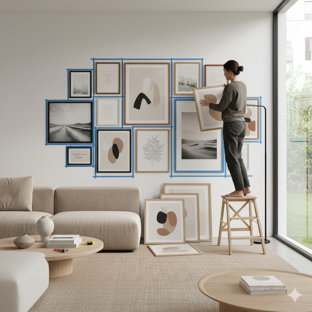 “DIY wall art arrangement guide” by artisan anthology