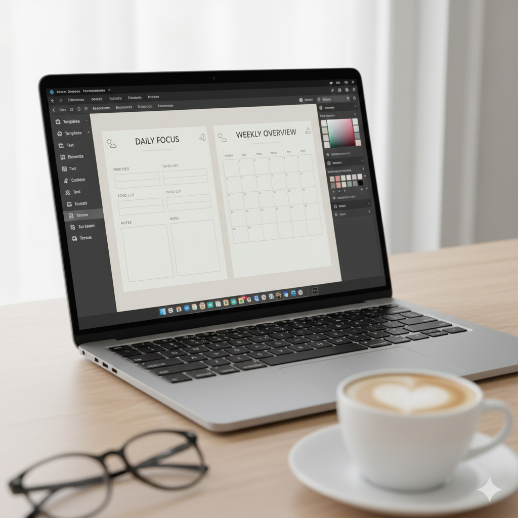 Daily and weekly digital planner pages designed in Canva with minimal beige aesthetic and clear layout. by artisan anthology