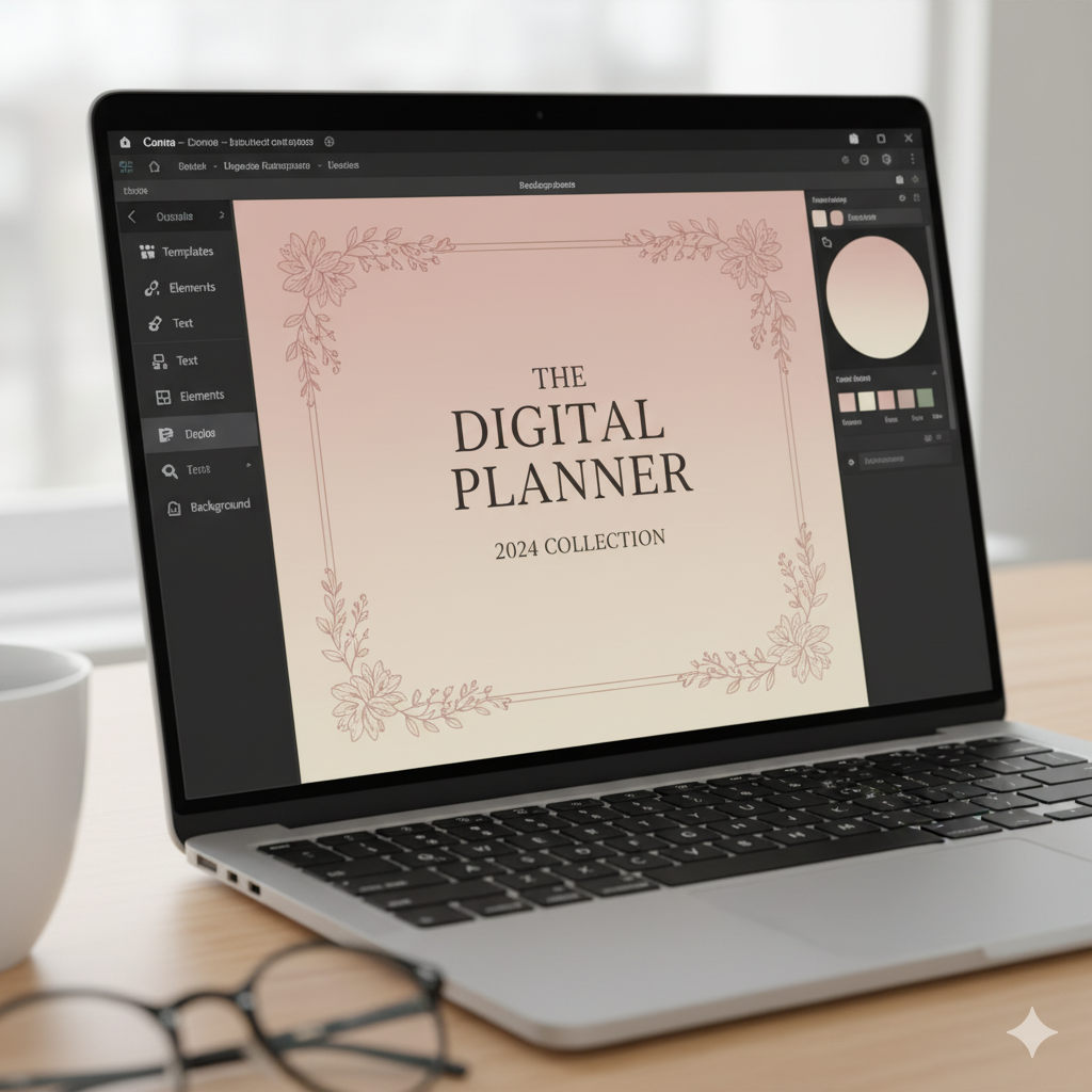 Elegant Canva digital planner cover with serif typography and floral minimal design. by artisan anthology