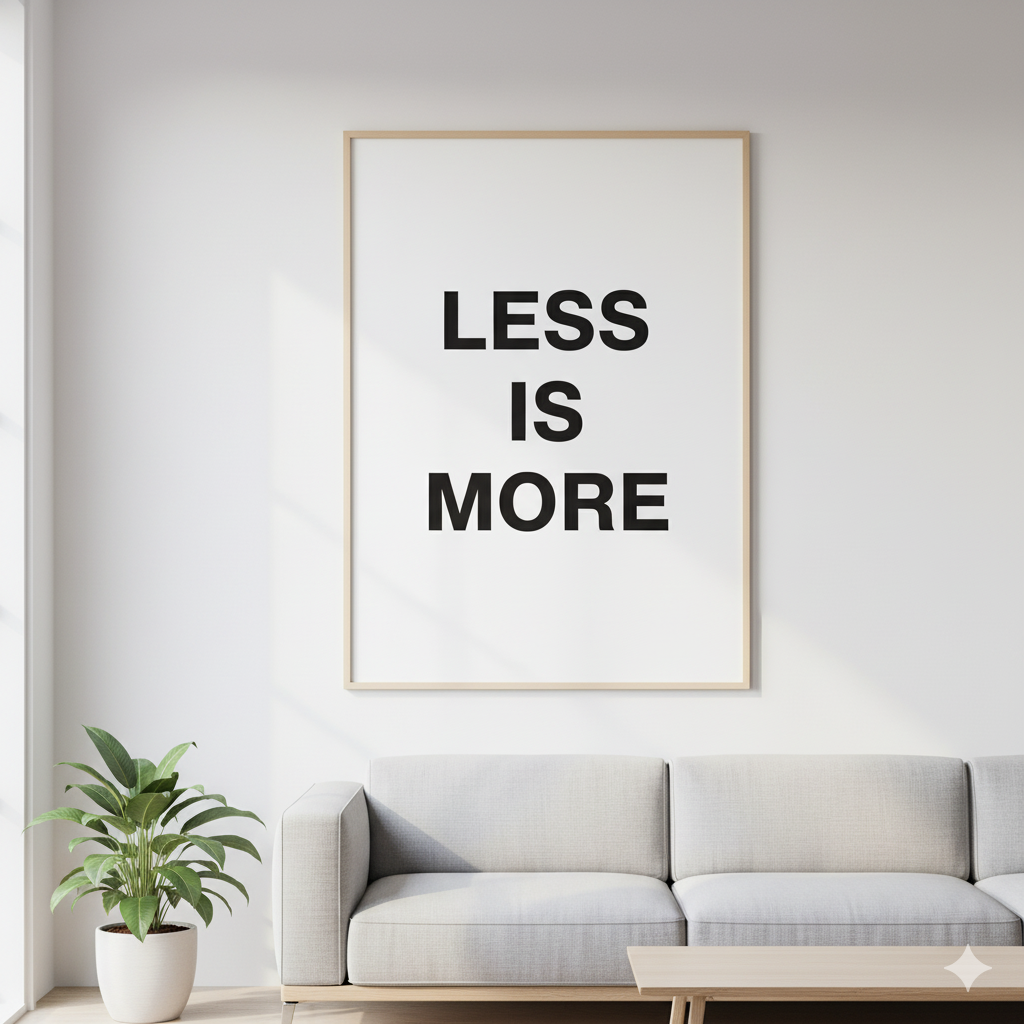 Minimalist typography quote wall art poster on modern living room wall. by artisan anthology