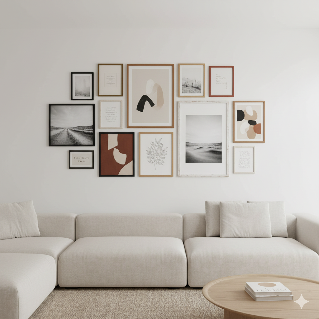 “Gallery wall layout with minimalist frames” by artisan anthology