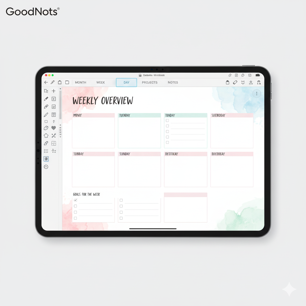 “Hyperlinked digital planner template for iPad GoodNotes app by artisan anthology