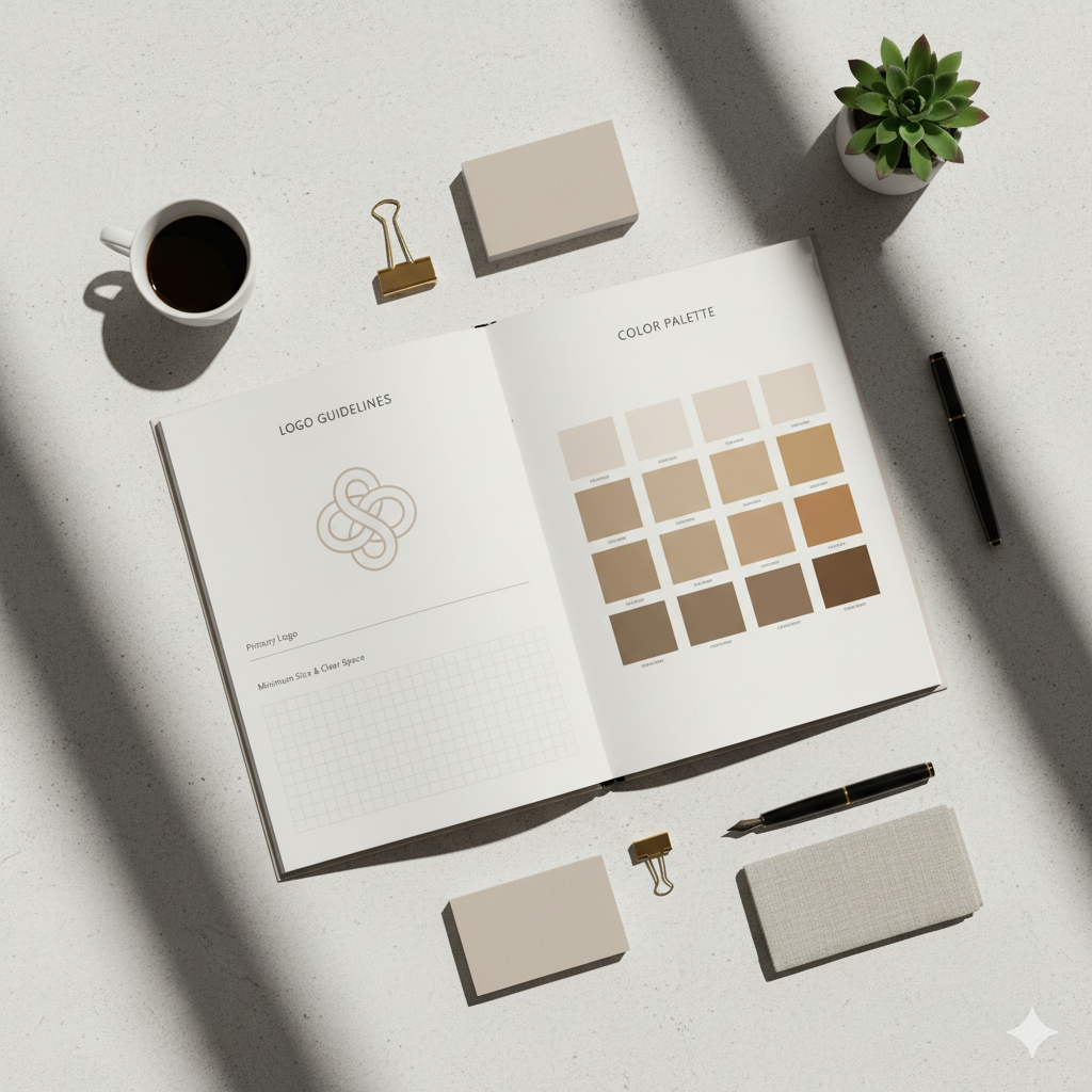“Minimal neutral brand book design template for small businesses”