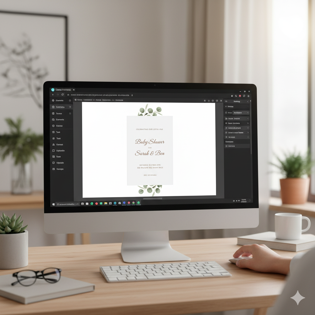 Editable baby shower invitation template in Canva with wording placement. by artisan anthology