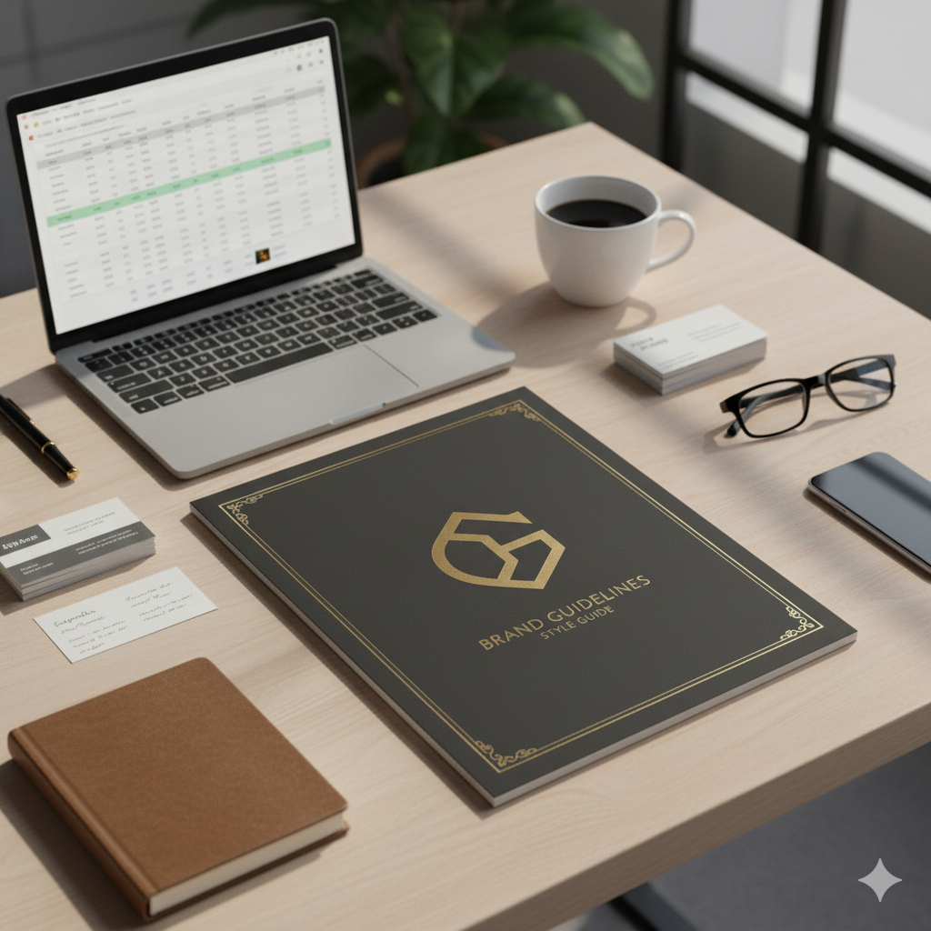“Minimalist brand book template for entrepreneurs on desk” by artisan anthology