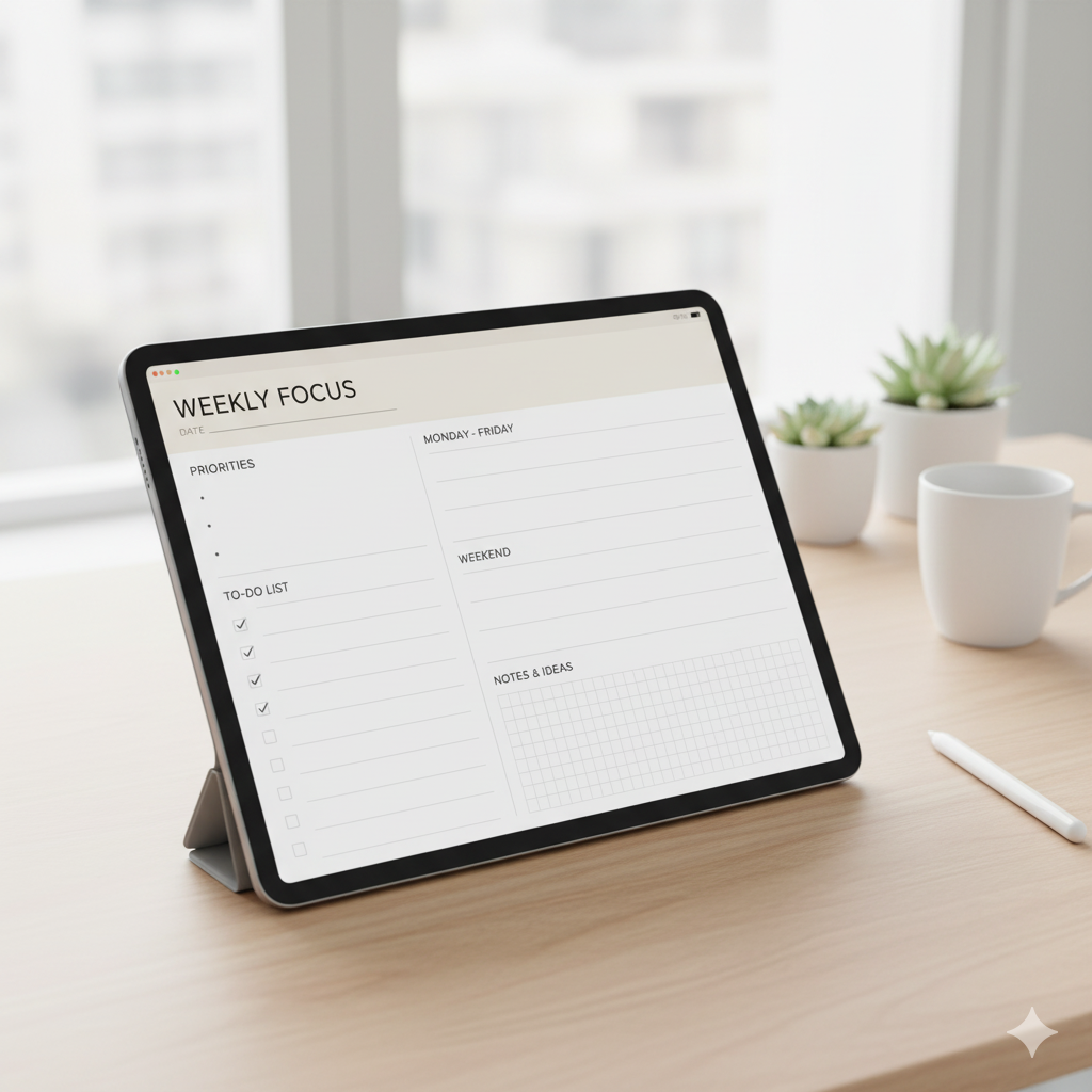 “Minimalist digital planner iPad portrait layout template” by artisan anthology