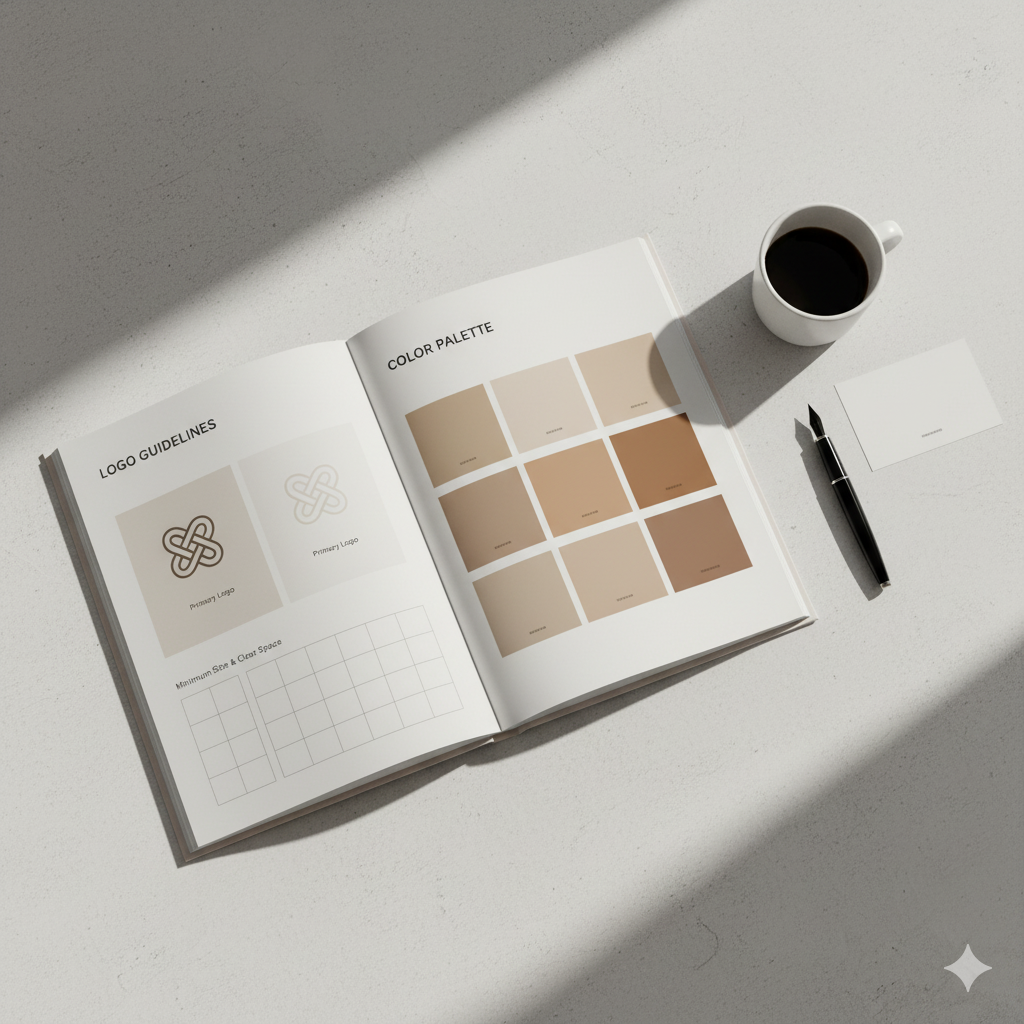 “Minimal brand book moodboard design for entrepreneurs”