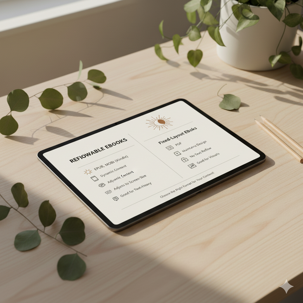 “PDF vs EPUB vs MOBI ebook format comparison chart” by artisan anthology
