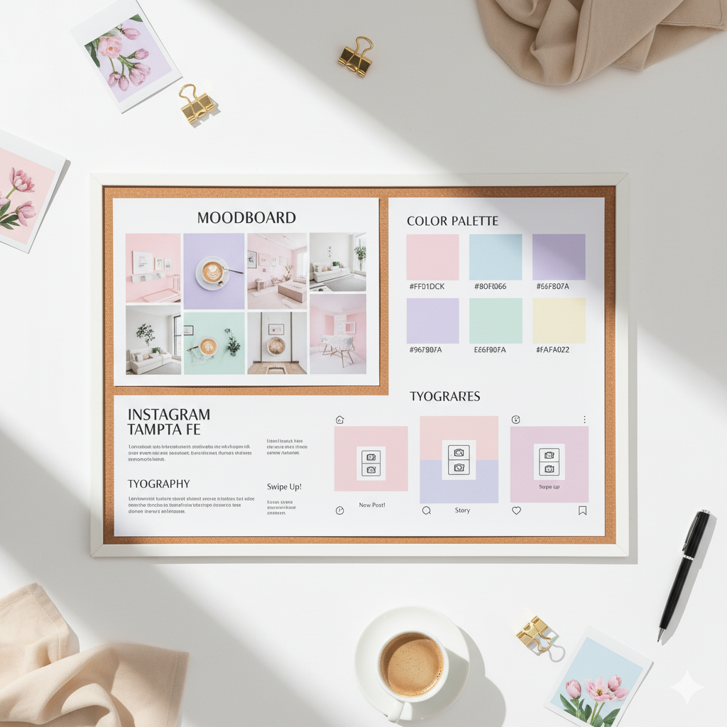 “Pastel brand identity mood board for content creators by artisan anthology