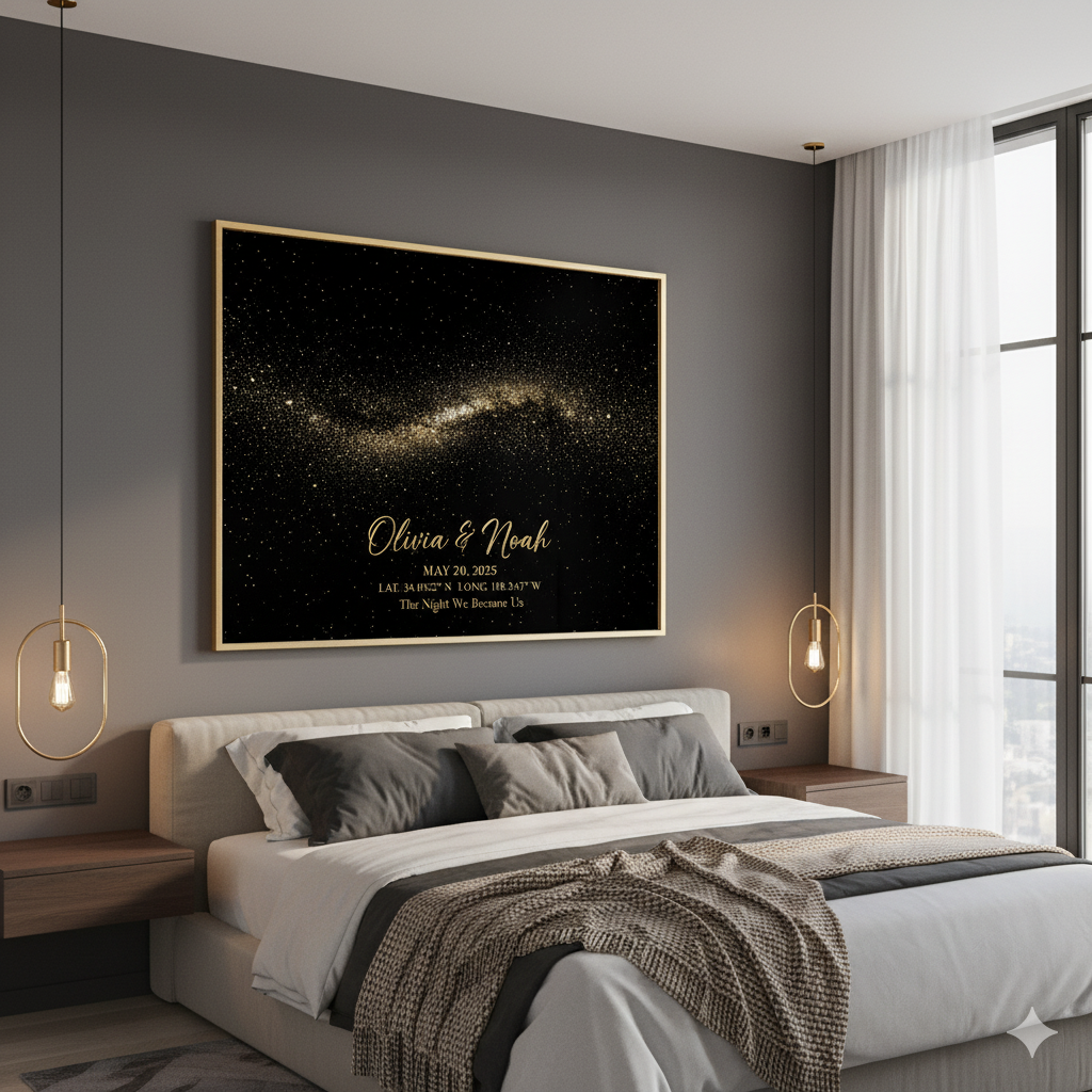 “Star map wedding date wall art — celestial personalized print for romantic wedding gift.” by artisan anthology