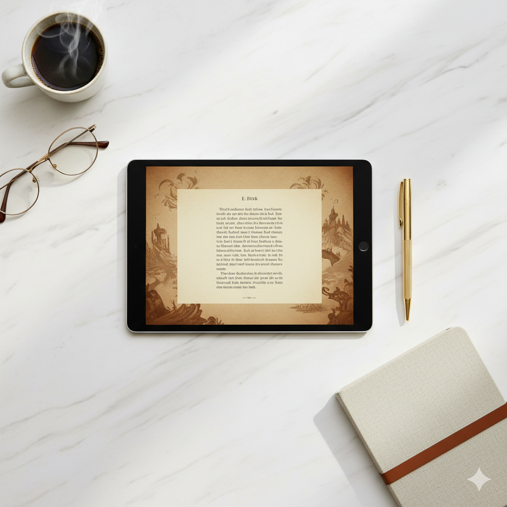 “Stylish digital e-book flat lay promoting online e-book sales and marketing tips.” by artisan anthology