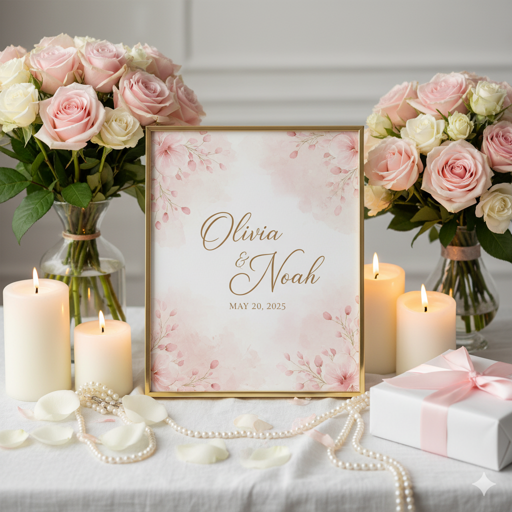 “Wedding gift personalized wall art printable — elegant romantic design for couples.” by artisan anthology