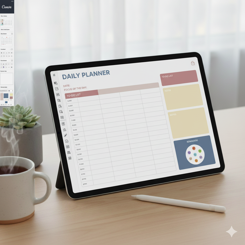 "Canva digital planner daily layout template by artisan anthology