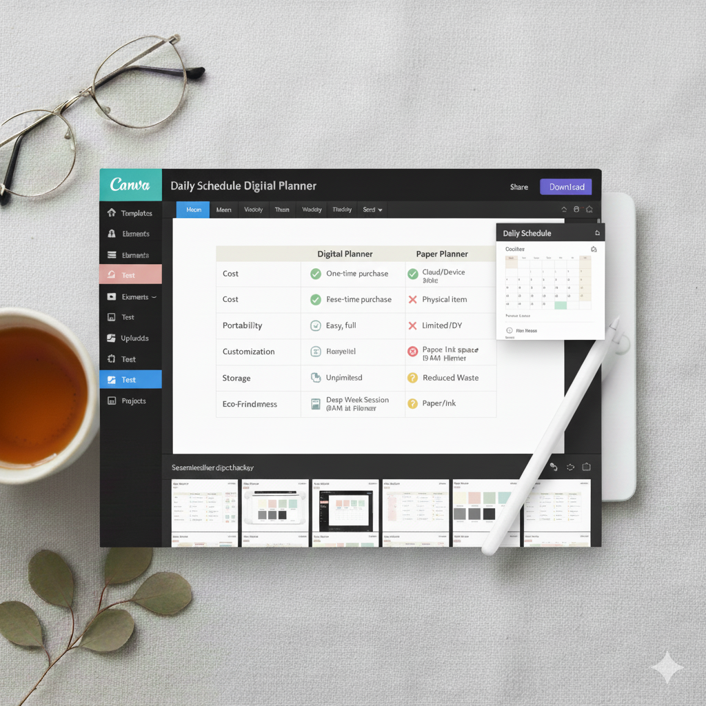 “Digital planner layout comparison table”by artisan anthology